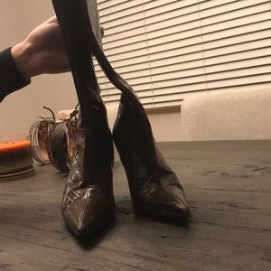 Snake print rich brown boots